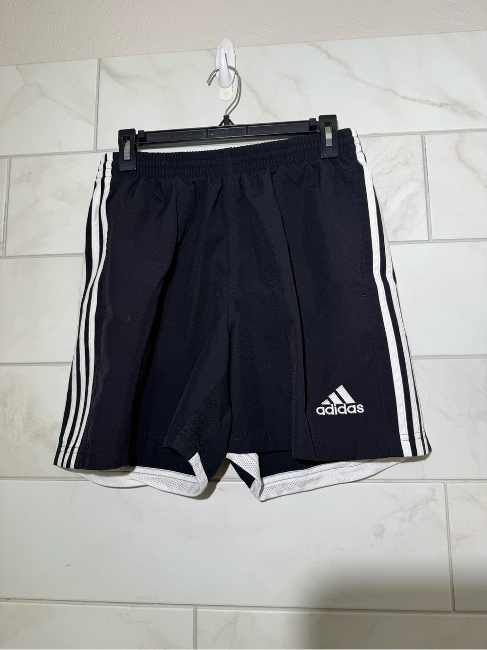 adidas Black Active Shorts with White Stripe Tab